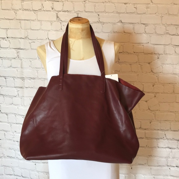 Handbags - Genuine leather wine large shopping bag23"x1"'x8"